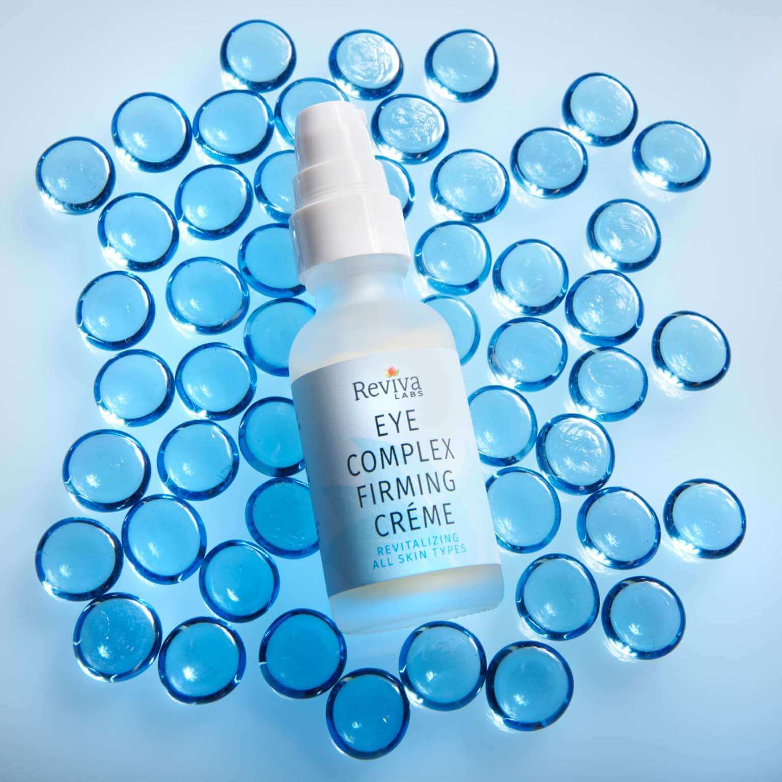 eye complex firming creme on blue glass things