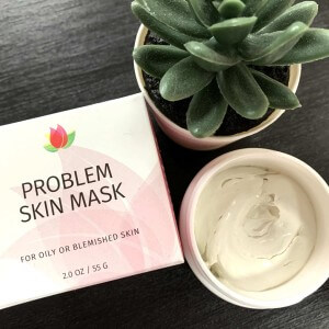 problem skin mask with open jar