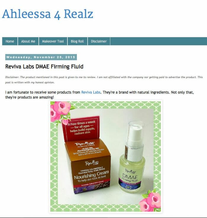 Ahleesa calls Reviva products "amazing"