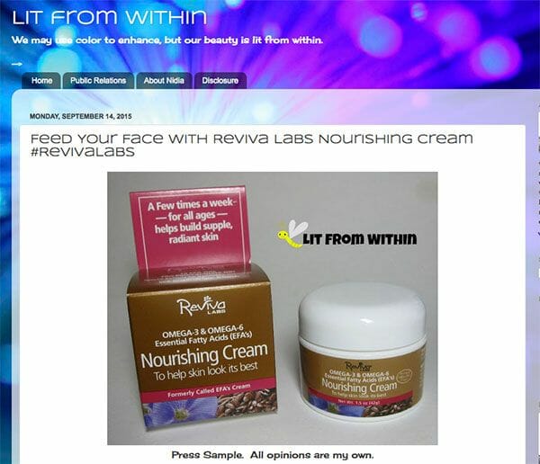 Lit from Within finds another reason to love Reviva Labs - Nourishing Cream