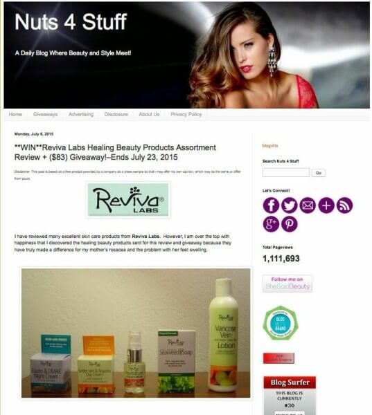 Nuts 4 Stuff Raves About Reviva's Healing Products