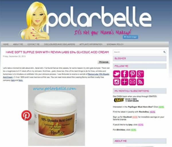 Polarbelle finds true love at first use of Reviva's 10% Glycolic Acid Cream