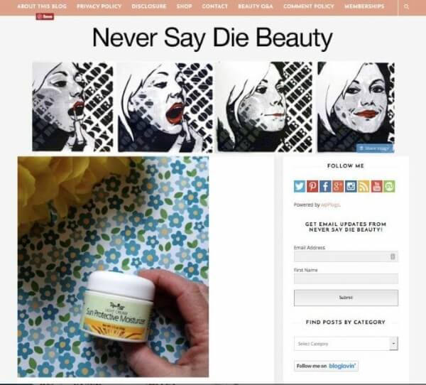 Allison at Never Say Die Beauty is protecting her skin with Reviva's Sun Protective Moisturizer