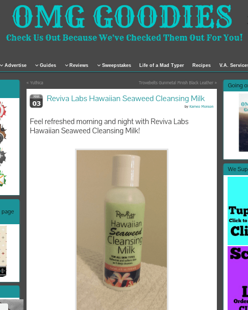 OMG Goodies Review of Reviva Labs Hawaiian Seaweed Cleansing Milk