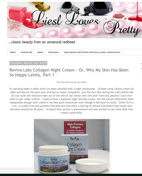 Liesl Loves Pretty Things review of #317 Collagen Night Cream for Hydrating