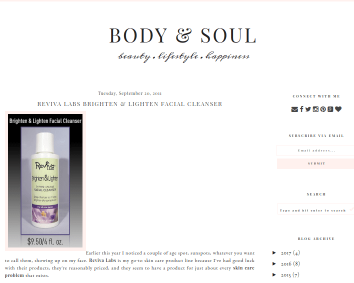 Body and Soul Review of Brighten & Lighten Facial Cleanser