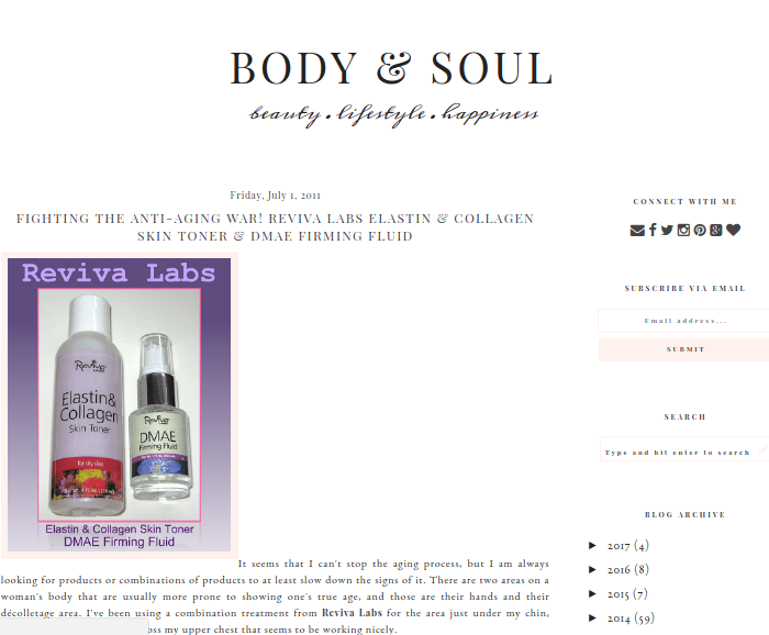 Body & Soul Review of #183 Elastin/Collagen Toner & #301 DMAE Firming Fluid