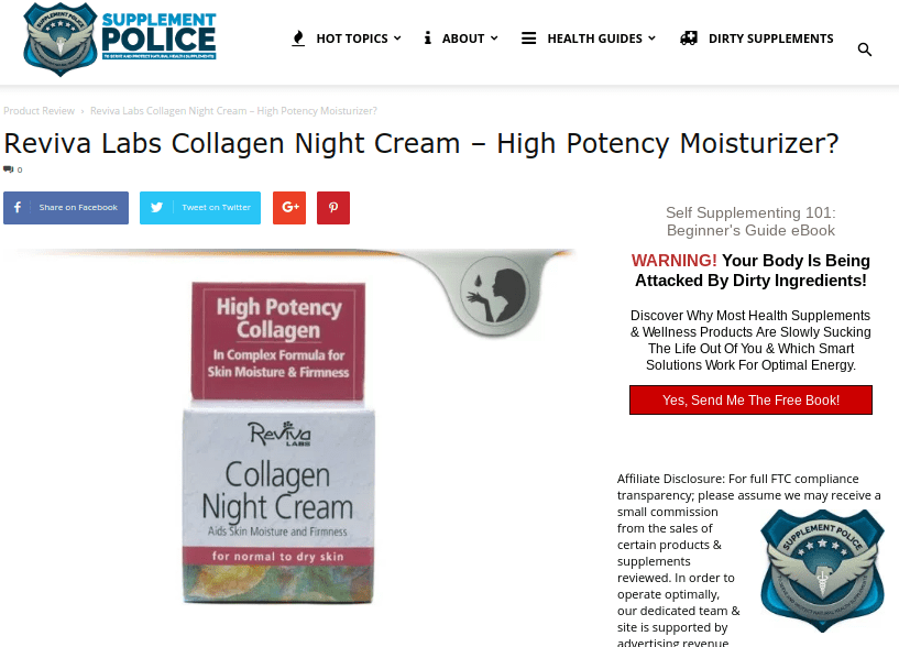 Supplement Police Review of Reviva Collagen Night Creme