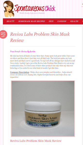 Spontaneous Chick reviews Reviva's Problem Skin Mask