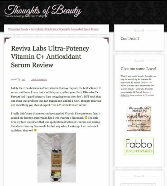 Thoughts of Beauty loves Reviva's New Vitamin C + Antioxidant Serum