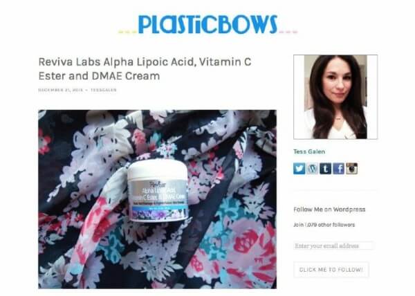 Tess at Plastic Bows loves Reviva's Alpha Lipoic Acid, Vitamin C Ester & DMAE Cream as a nighttime moisturizer