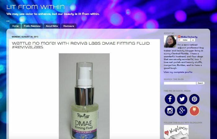 LitFromWithin Blog reviews our DMAE Firming Fluid Serum