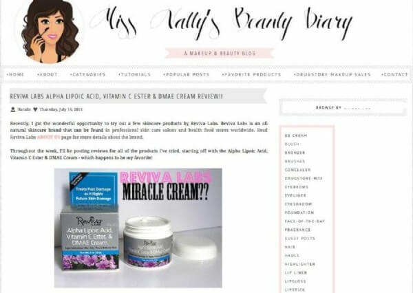 Miss Natty's Beauty Diary Reviews Reviva's Alpha Lipoic Acid, Vitamin C Ester & DMAE Cream (#366)