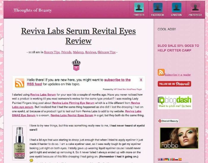 Serum RevitalEYES (#213) Review: Overall Beauty