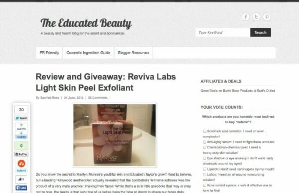 Educated Beauty Review: Reviva Labs Light Skin Peel Exfoliant