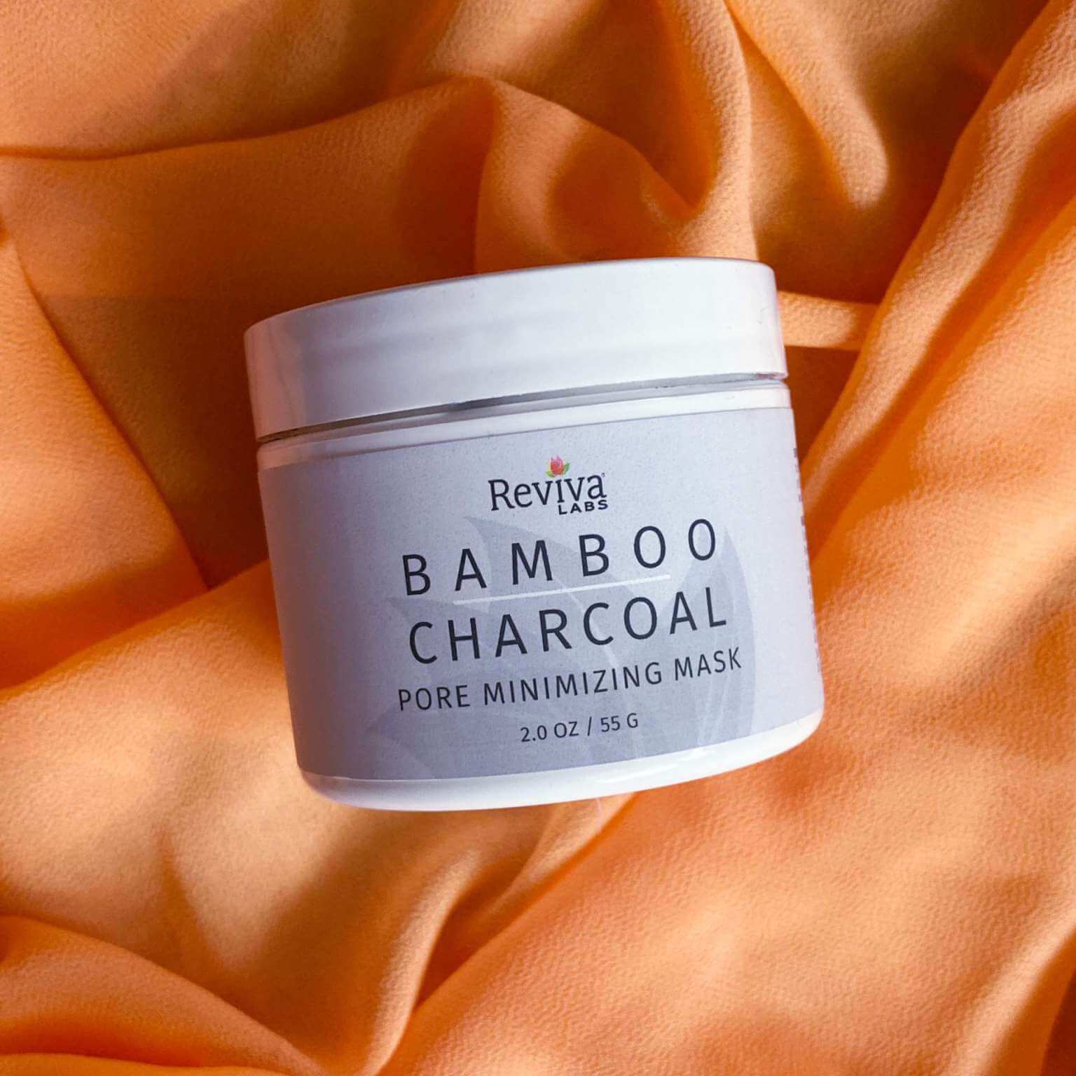 bamboo charcoal mask on orange cloth