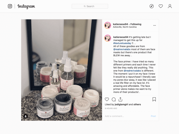 Katiereese94 instagram image of assorted reviva products