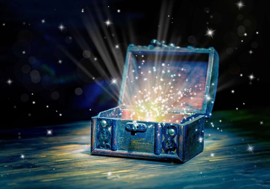 Treasure chest with glow emerging