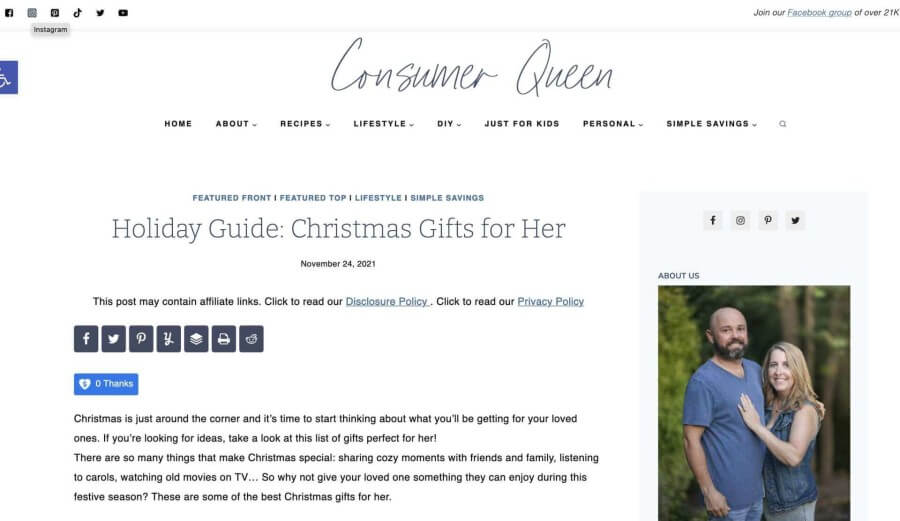 consumerqueen.com christmas gift ideas for her