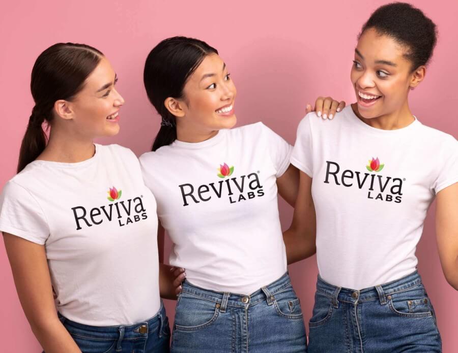 Happy Reviva Brand Ambassadors on pink background