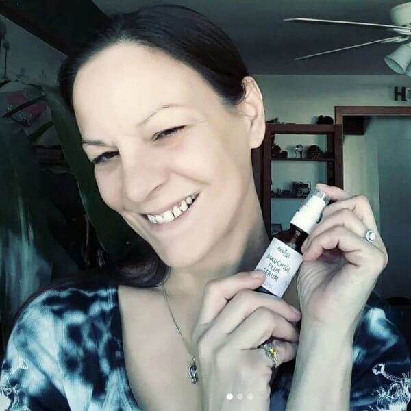 lorelei5041 holding our Bakuchiol plus serum