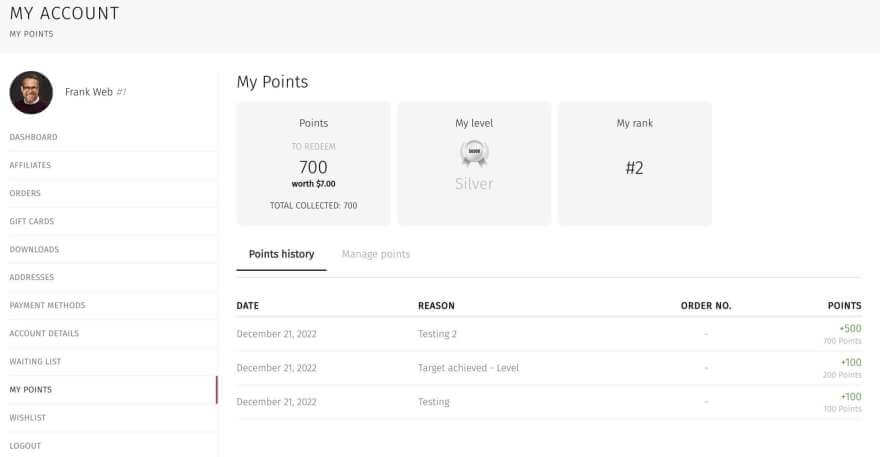 my points panel