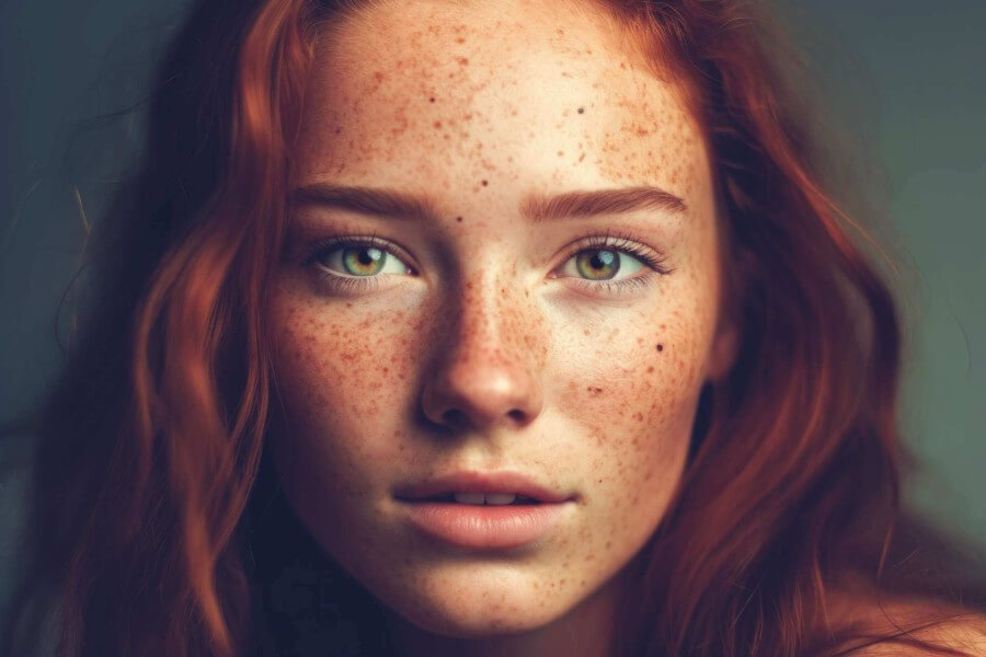 beautiful female with freckles as588718699