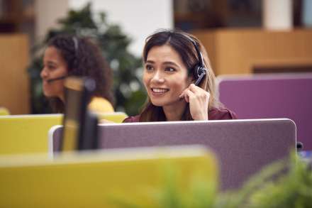 mature businesswoman wearing phone headset talking 2021 12 09 06 51 03 utc