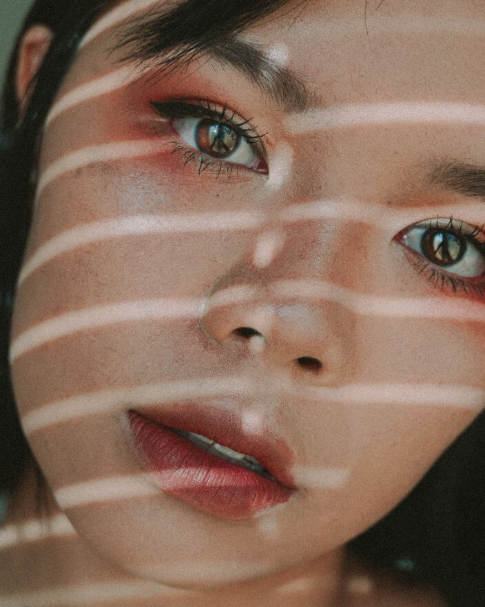 close up shot of woman's face