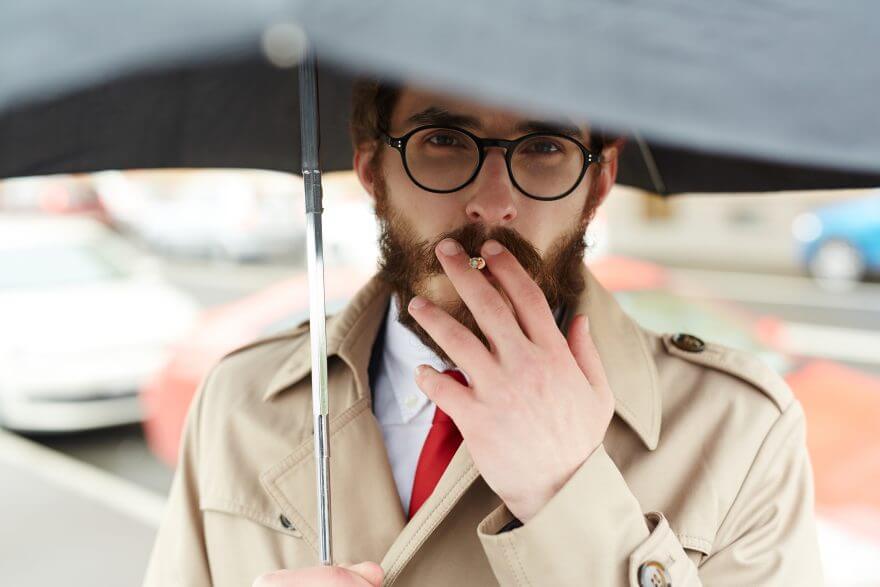 smoking in rain