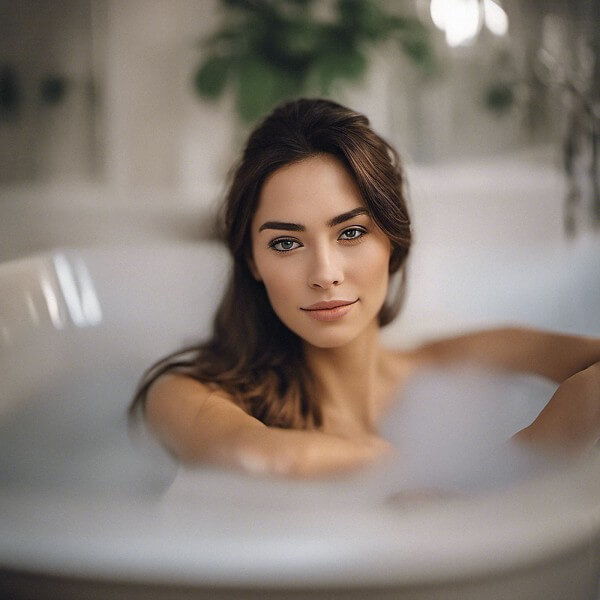 beautiful woman in bubble bath