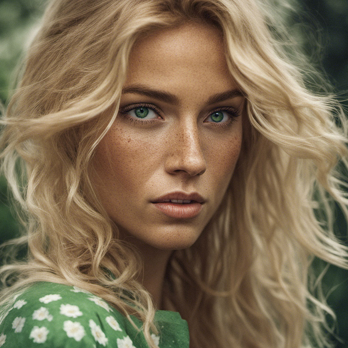 Blonde hair with freckles