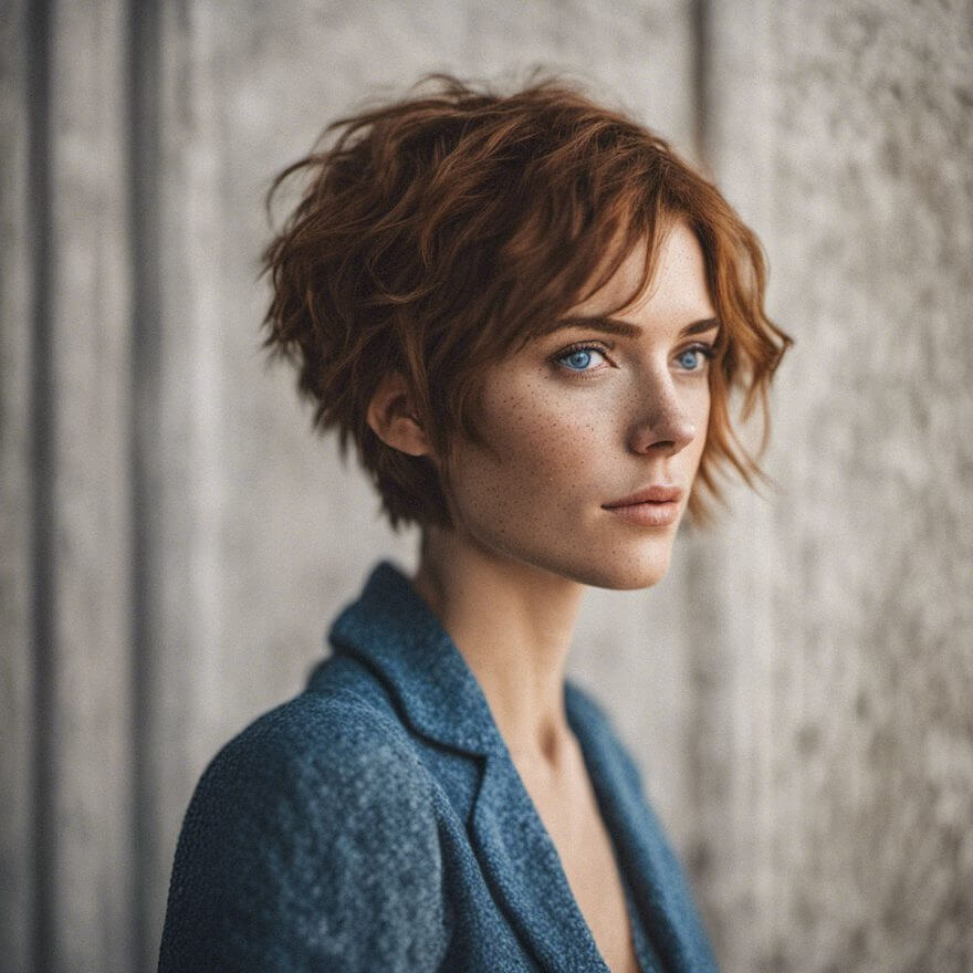 young red head female with freckles