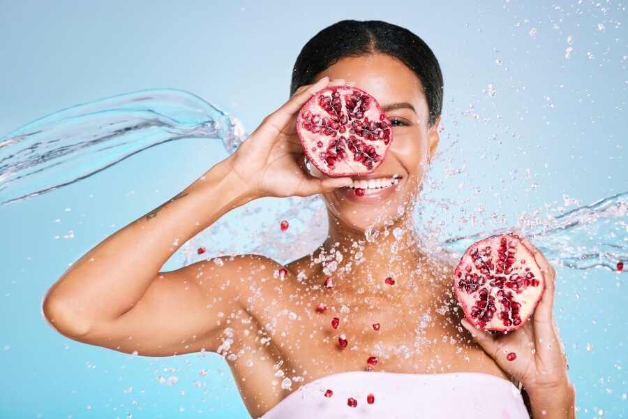 pomegranate skincare and woman portrait with beau 2023 11 27 05 24 23 utc