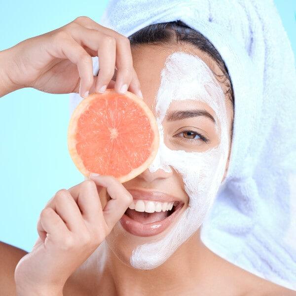 portrait skincare and woman with grapefruit mask 2023 11 27 04 58 41 utc