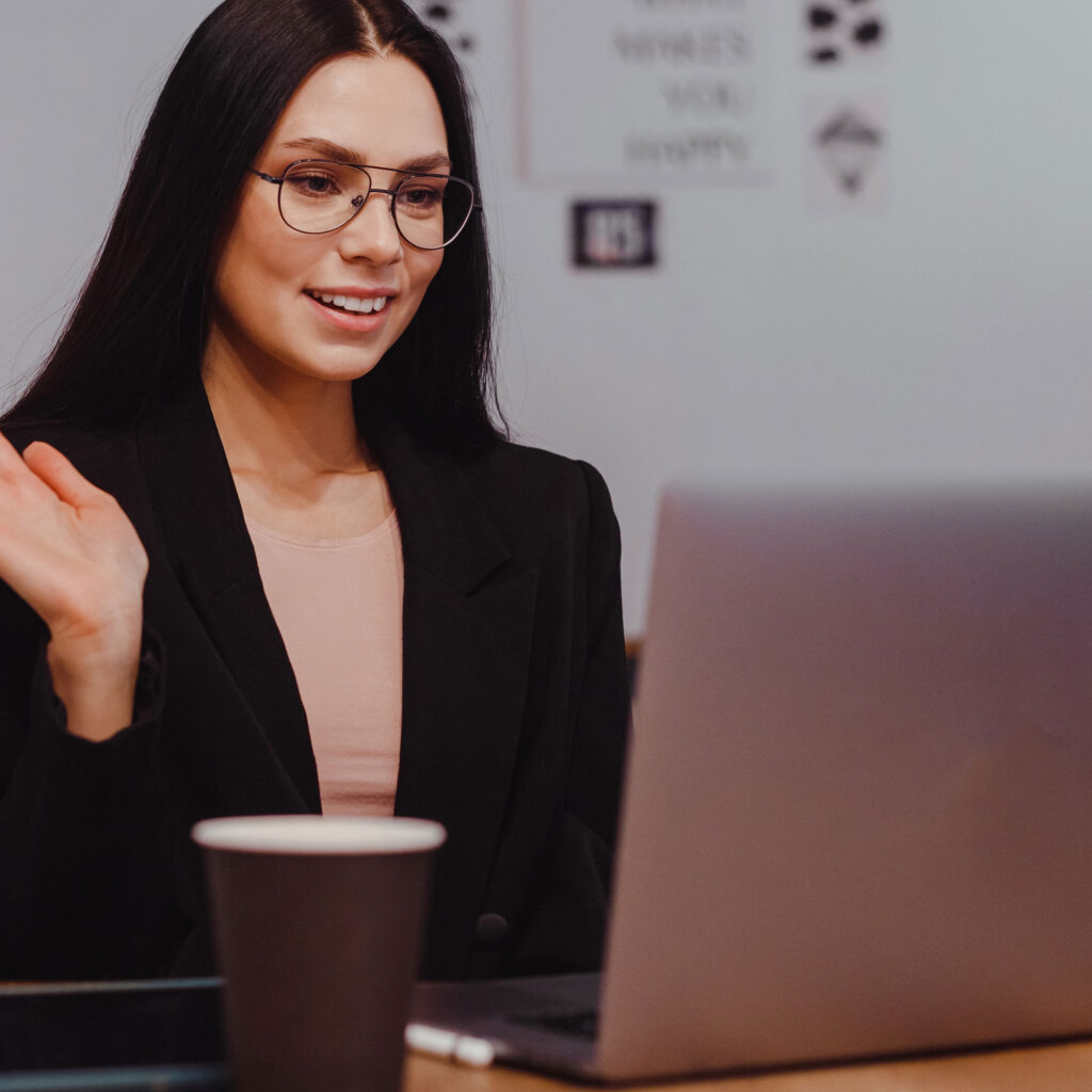 young attractive business woman waving greeting at 2023 11 27 05 03 41 utc