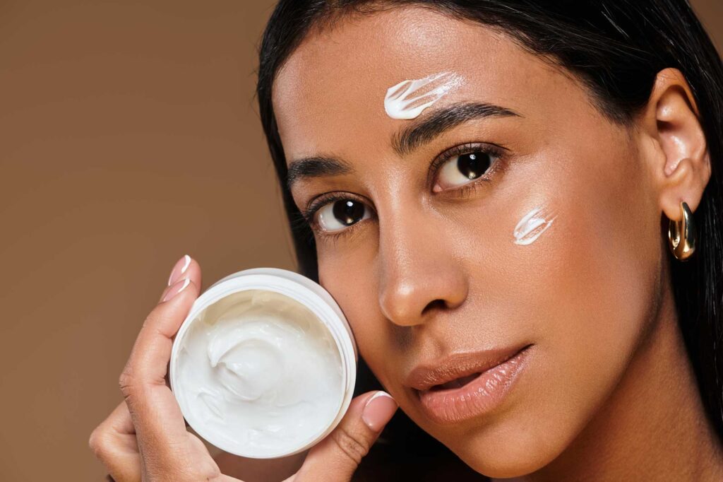 beautiful african american woman applying skincare 2024 12 14 23 40 05 utc