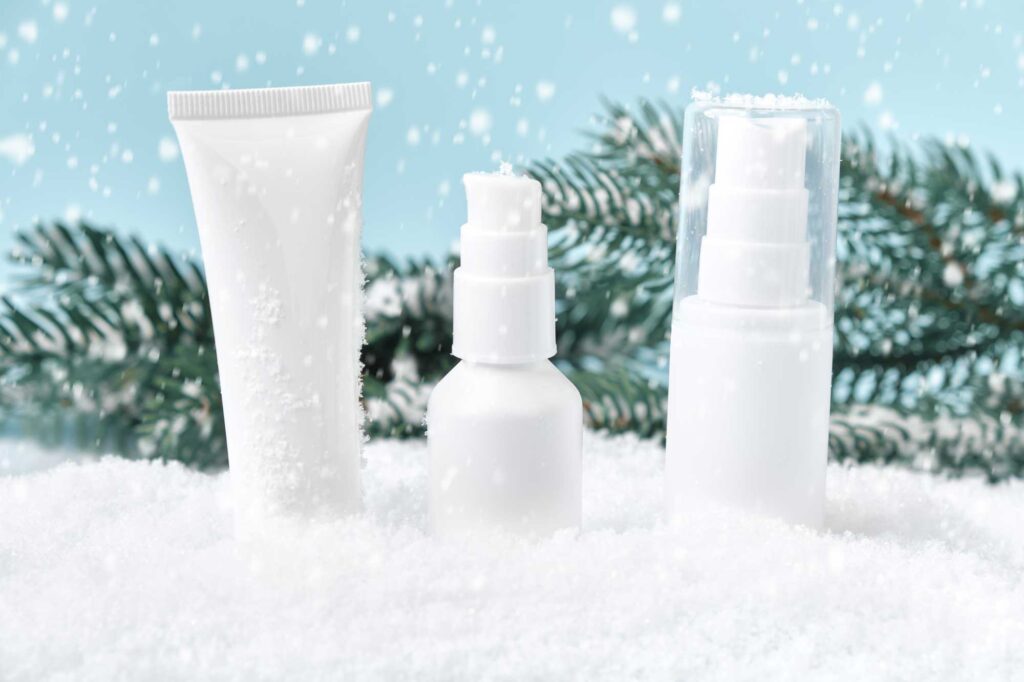 winter skin care beauty products in a snowdrift 2025 01 28 14 39 41 utc