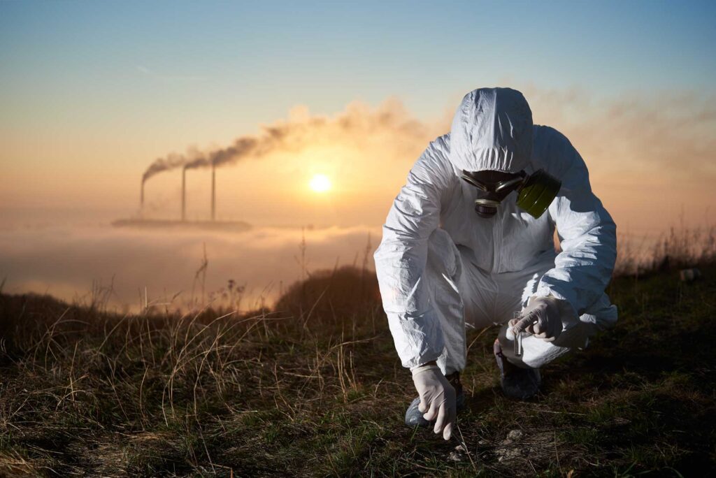 scientist and smoking stacks of thermal power stat 2025 01 16 23 58 04 utc